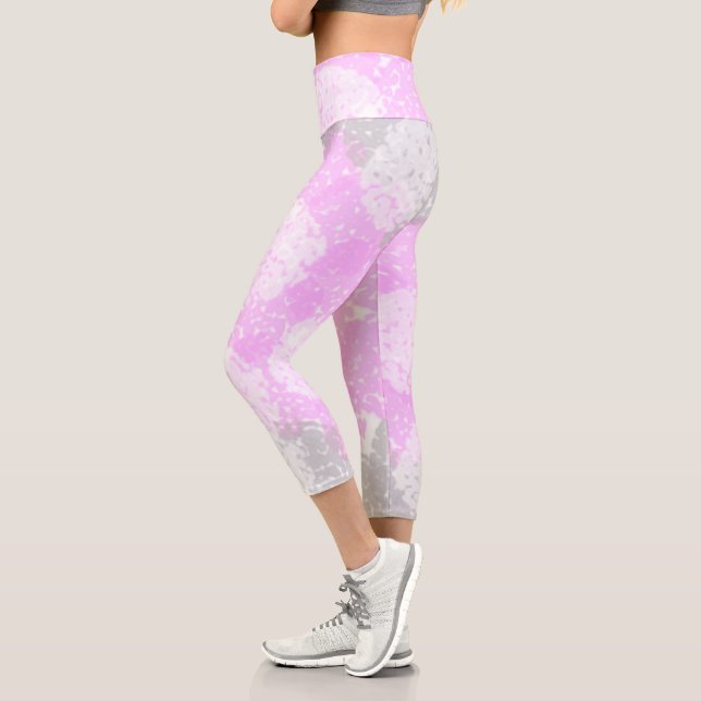 Leggings Capri Art Abstrait Pale Pastel Pink Grey Minimalisme (Gauche)