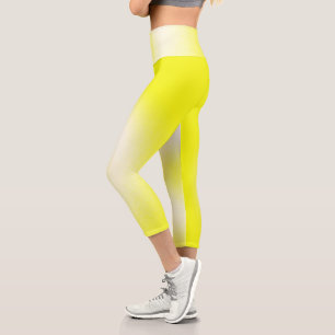 Leggings Capri Art Abstrait Pastel Jaune Blanc Sunny