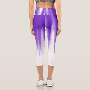 Leggings Capri Art Abstrait Pastel Lavender violet blanc