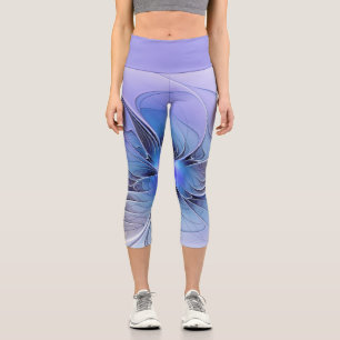 Leggings Capri Art fractal moderne abstrait bleu lavande