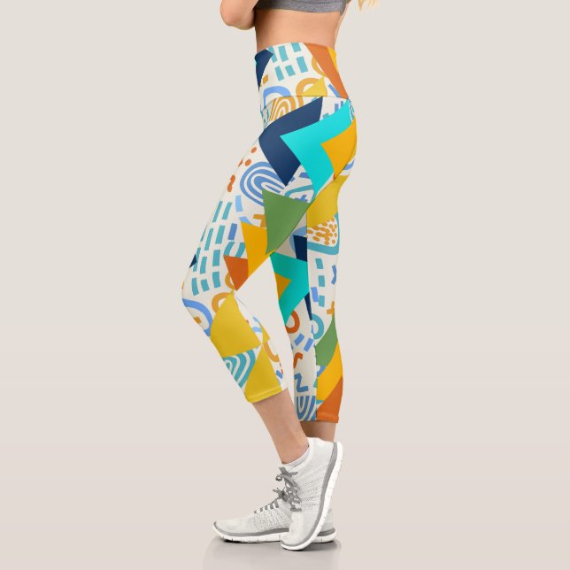 Leggings Capri Art géométrique moderne du milieu du siècle Cute (Gauche)