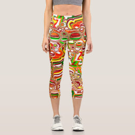 Leggings Capri Art numérique des bulles rétro