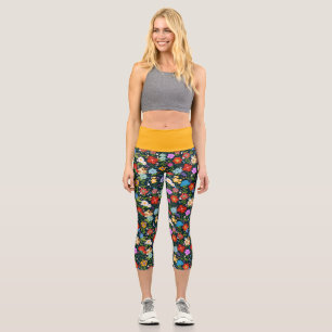 Leggings Capri Art populaire floral mexicain