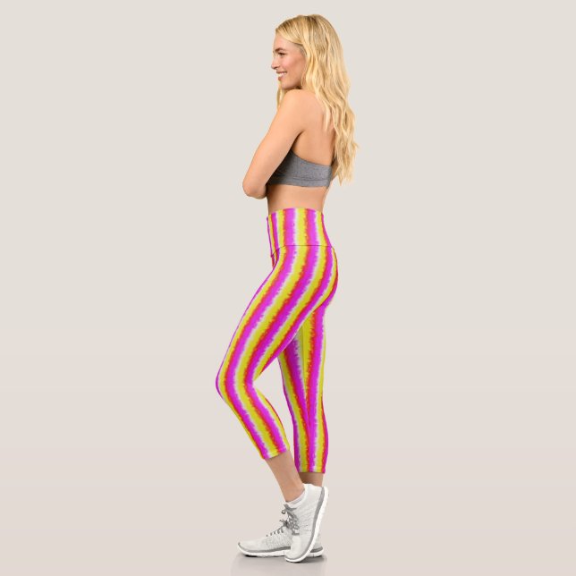 Leggings Capri Artdeco rose Jaune Artdeco Arc-en-ciel rayures (Gauche)