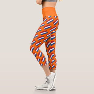 Leggings Capri Artsy Rouge Bleu Bleu Abstrait Hollandais Motif Dr