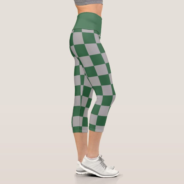 Leggings Capri Assistant À damiers verte et grise (Droite)