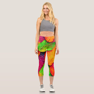 Leggings Capri Automne Feuilles Motif