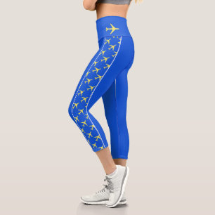 Leggings Capri Avion Pale Jaune Aviation Fly Airways
