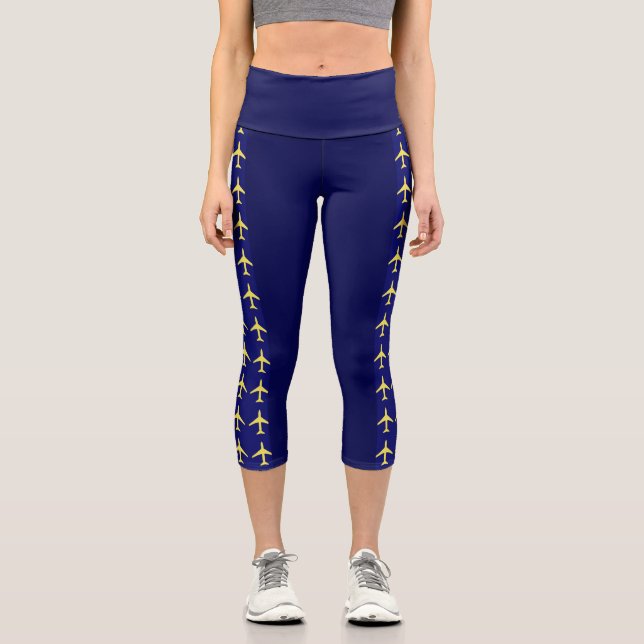 Leggings Capri Avion Pale Jaune Aviation Fly Airways (Recto)