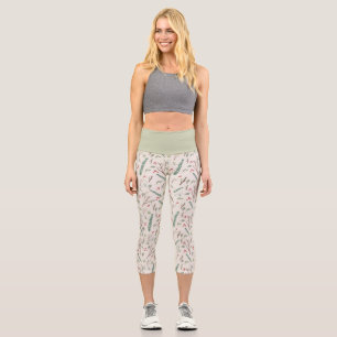 Leggings Capri Baies botaniques simples Motif de Noël