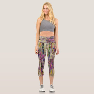 Leggings Capri Bambou Tree peinture numérique Art original Yoga M