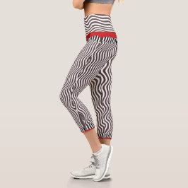 Leggings Capri Bande rouge Zebra Print