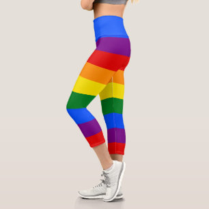 Leggings Capri Bandes arc-en-ciel simples