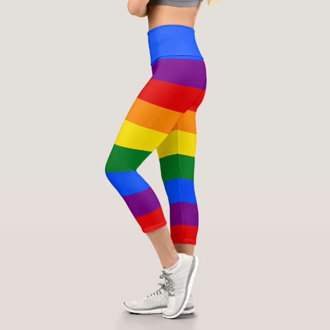 Leggings Capri Bandes arc-en-ciel simples (Gauche)