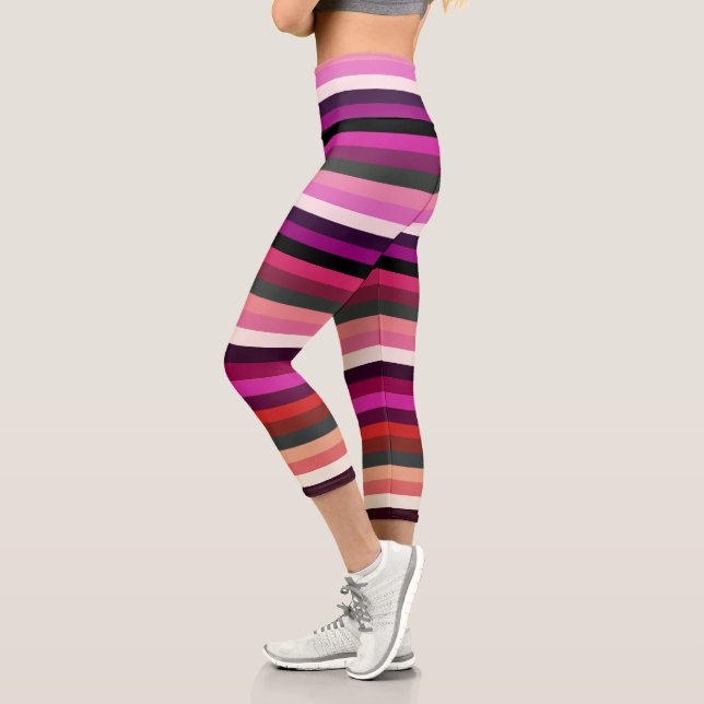 Leggings Capri Bandes de couleurs roses (Gauche)