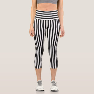 Leggings Capri Bandes minces noires et blanches