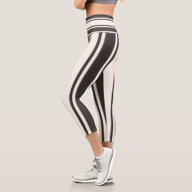 Leggings Capri Bandes Noires Et Blanches (Gauche)