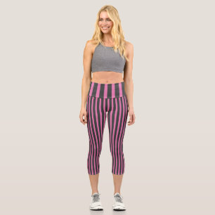 Leggings Capri Bandes roses et gris