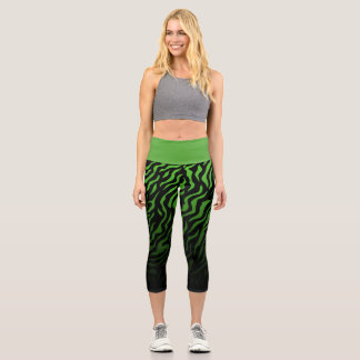 Leggings Capri Bandes Zèbres Vertes et Noires : Légendes élégante