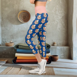 Leggings Capri Barne Chouette Fleurs roses Bleu