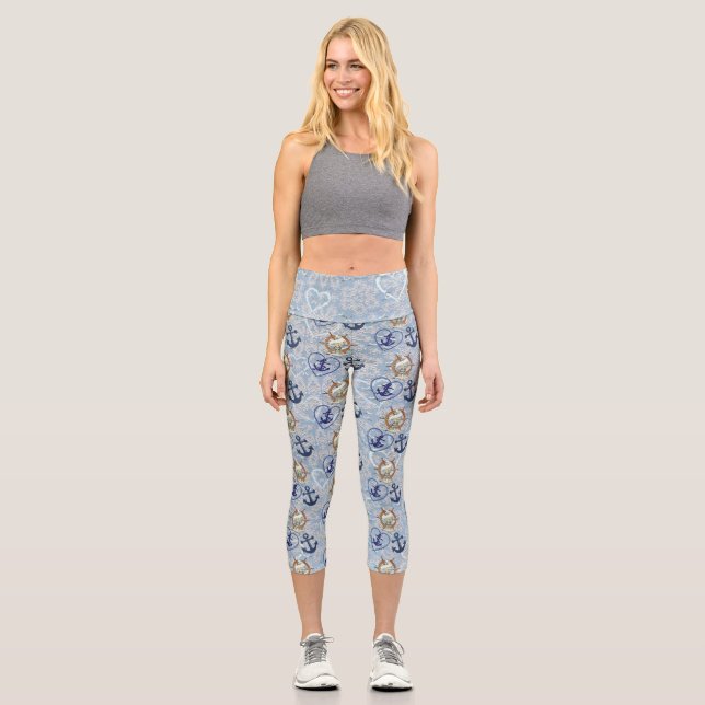 Leggings Capri Bateau à roues nautiques Ancre Sober marin Imprime (Recto)