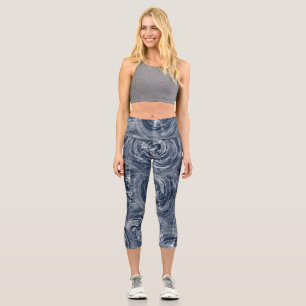 Leggings Capri Batik bleu foncé et joli tourbillon