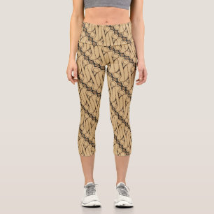 Leggings Capri Batik Parang, motif indonésien, javanais, ethnique