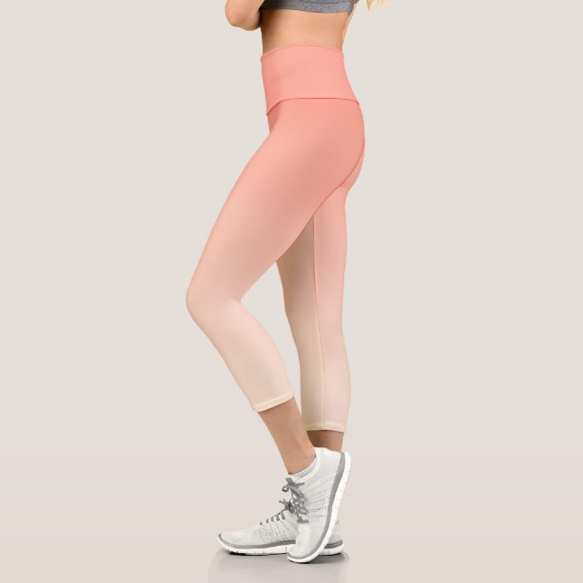 Leggings Capri Beau dégradé de corail rose abstrait tendance (Gauche)