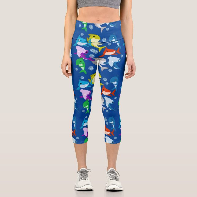 Leggings Capri Bébé requin Motif amusant enfants (Recto)