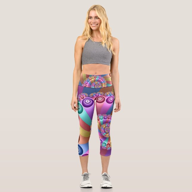 Leggings Capri Belles couleurs arc-en-ciel Art fractal Abstrait (Recto)