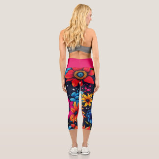 Leggings Capri Belles fleurs et Roses sucrés