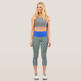 Leggings Capri Belles plumes de paon bleu