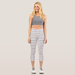 Leggings Capri Belles rayures blanches noires