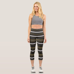 Leggings Capri Belles rayures jaunes noirs