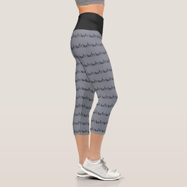 Leggings Capri Bendy Bones -Funny Yogi Skeletons- Gray Activewear (Droite)