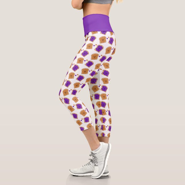 Leggings Capri Beurre d'arachide et Motif sandwich à la gelée (Gauche)