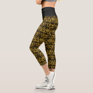 Leggings Capri Black Adam Lightning Bolt Motif triangulaire