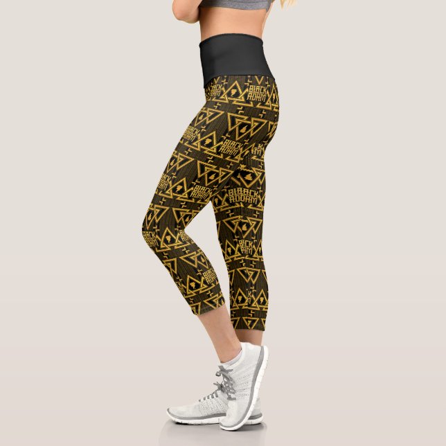 Leggings Capri Black Adam Lightning Bolt Motif triangulaire (Gauche)