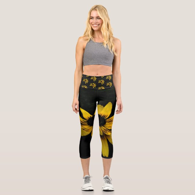 Leggings Capri Black-Eyed Susan Yoga Capri Pants (Recto)