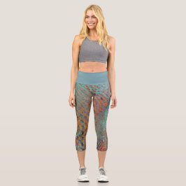 Leggings Capri  Bleu Abstrait Mélange Animal Et Peau Zébrée
