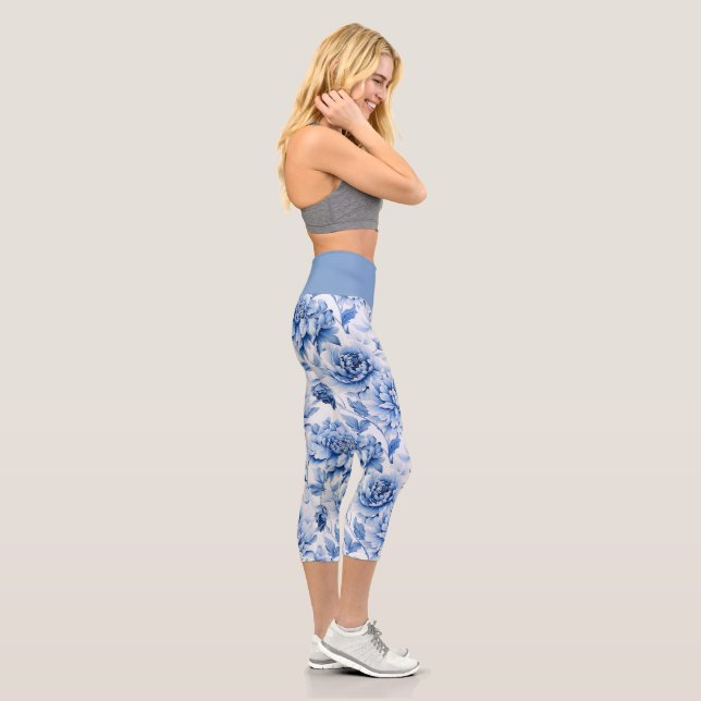 Leggings Capri Bleu Chic Toile de Jouy (Droite)