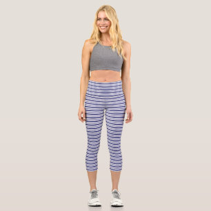Leggings Capri Bleu de la voile bandes horizontales