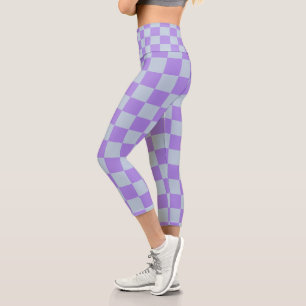 Leggings Capri Bleu doux et À damiers lavande