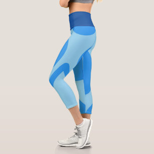 Leggings Capri Bleu Et Motif