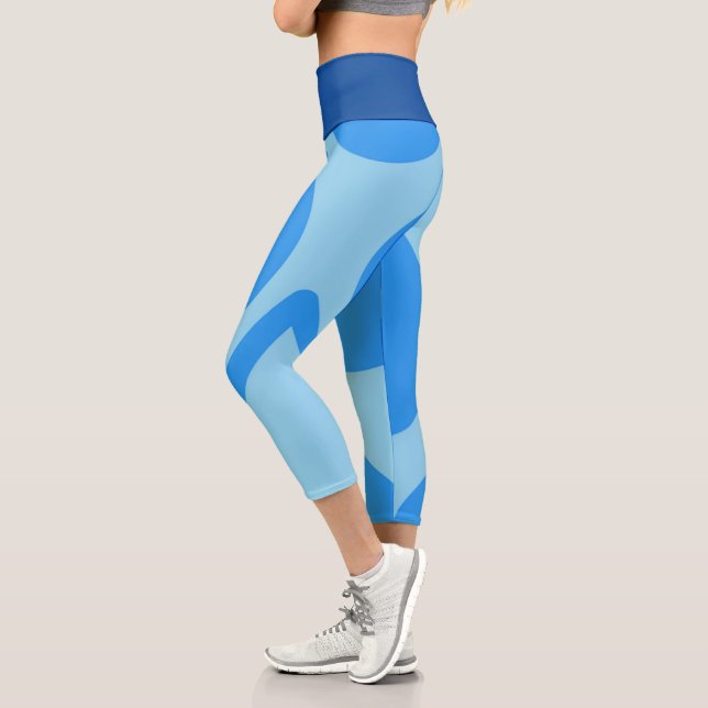 Leggings Capri Bleu Et Motif (Gauche)