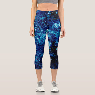 Leggings Capri Bleu étincelles Abstraites bulles congelées