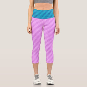 Leggings Capri Bleu industriel et rayures roses