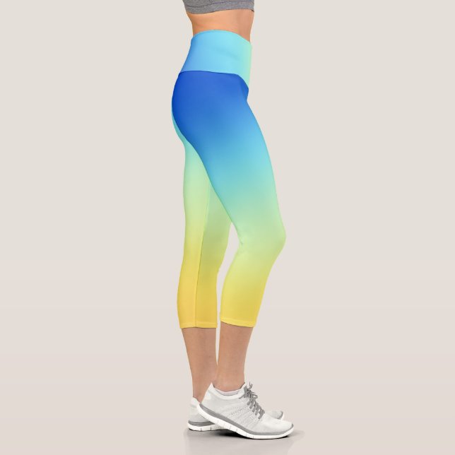 Leggings Capri Bleu magnifique à jaune dégradé (Droite)