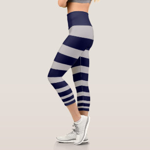 Leggings Capri Bleu marine moderne et rayures gris clair