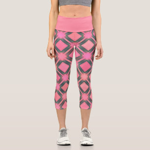 Leggings Capri Bleu rose diamant Géométrique Motif élégant